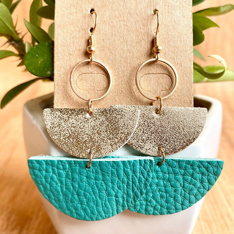 Women's Semi-circle Geometric Leather Earrings
