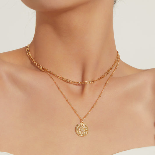 Ornament Fashion Cross Wafer Trend Female Double Layer Temperament Personality Necklace