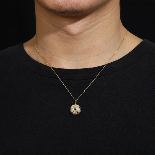 S925 Silver Inlaid Football Moissanite Necklace