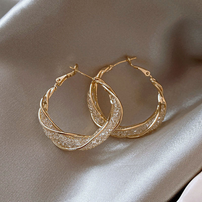 Mesh Crystal Sterling Silver Earrings