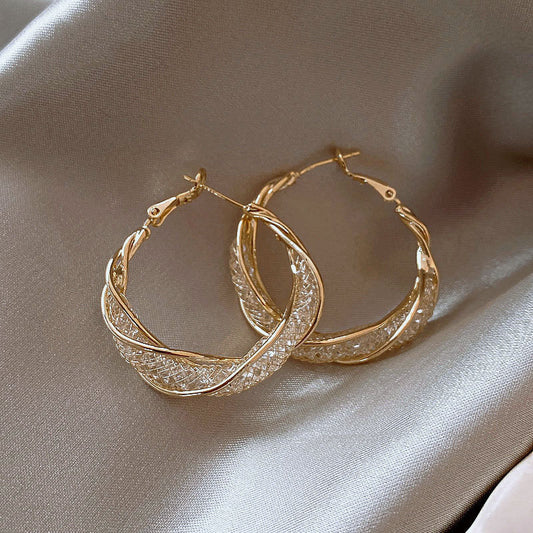 Mesh Crystal Sterling Silver Earrings