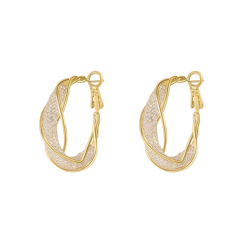Mesh Crystal Sterling Silver Earrings