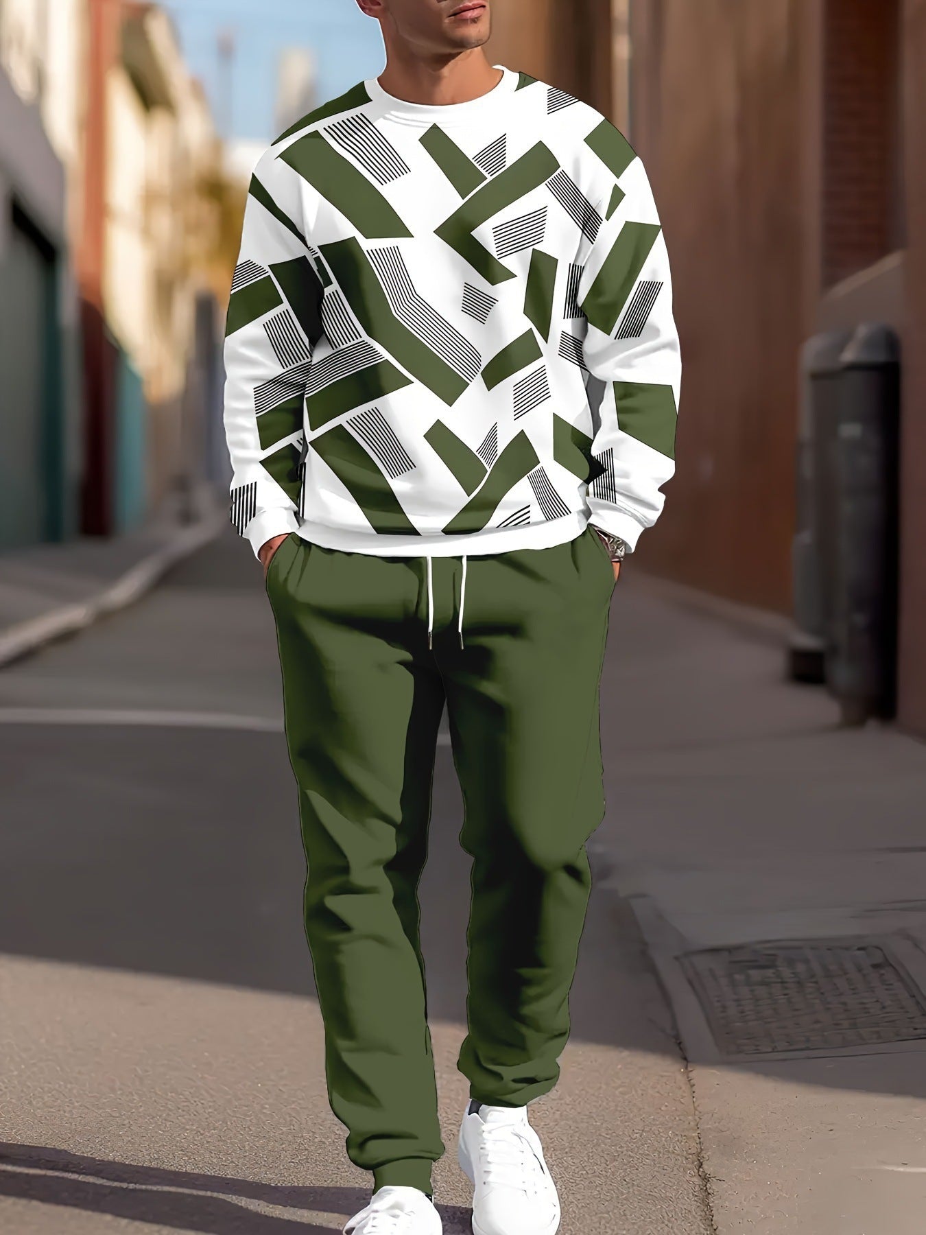 Fashion Simple Printing Sports Leisure Men's Suit