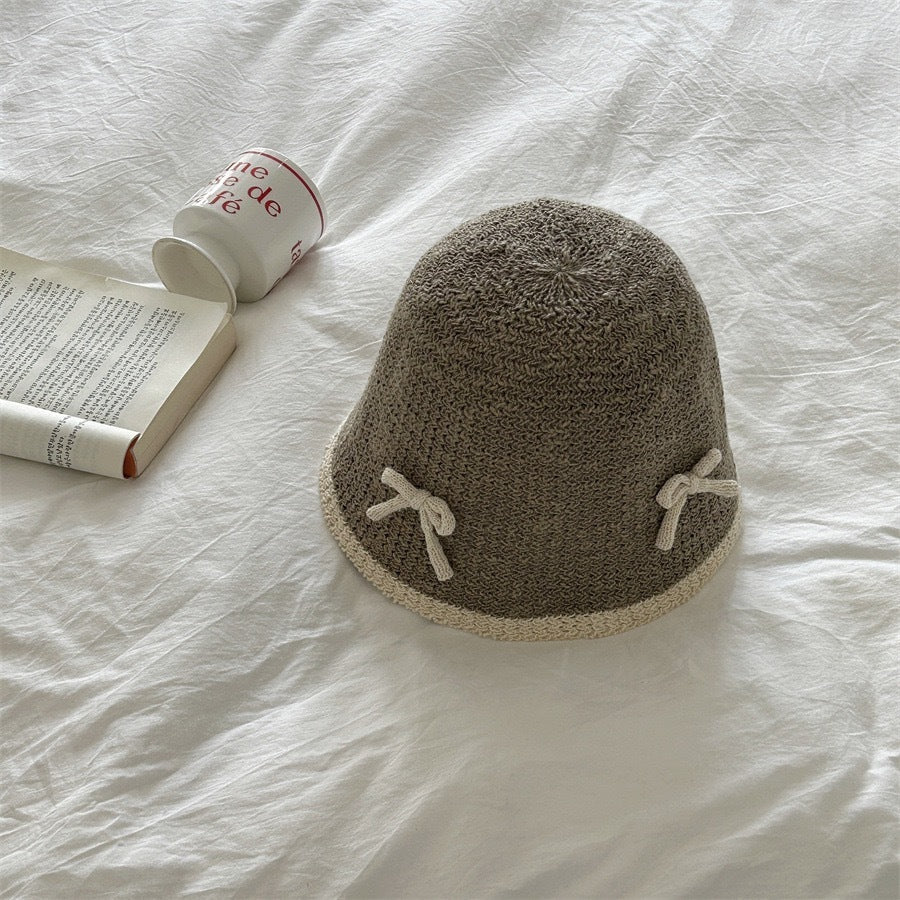 Japanese Cute Bow Knitted Fisherman Hat Women