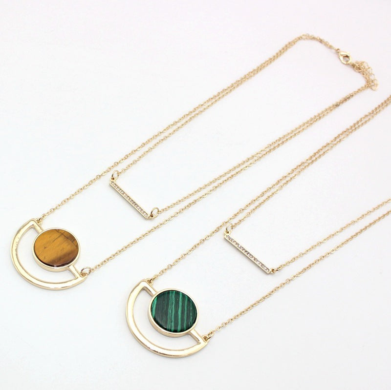 European And American Style Jewelry Semi-circular Double-layer Diamond Necklace