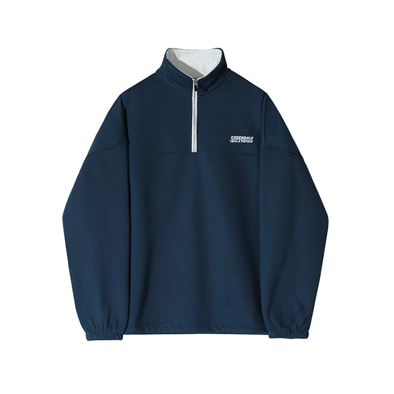 Trendy Half Zipper Men's Spring Loose Sweater