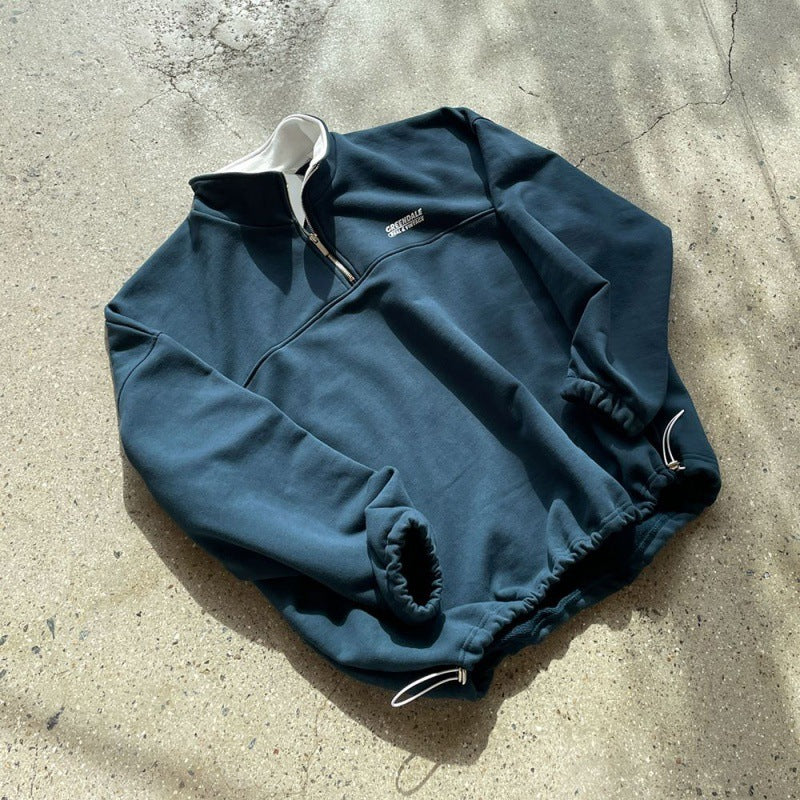 Trendy Half Zipper Men's Spring Loose Sweater