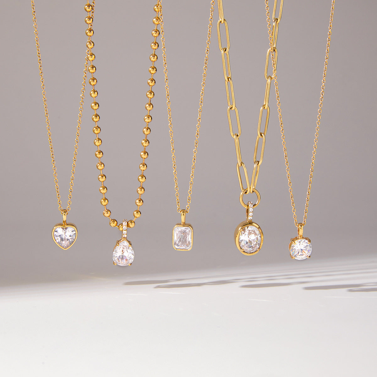 18K Titanium Steel Zircon Necklace Light Clavicle Chain