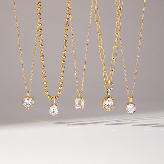 18K Titanium Steel Zircon Necklace Light Clavicle Chain