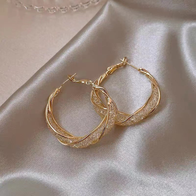 Mesh Crystal Sterling Silver Earrings