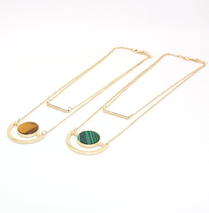 European And American Style Jewelry Semi-circular Double-layer Diamond Necklace