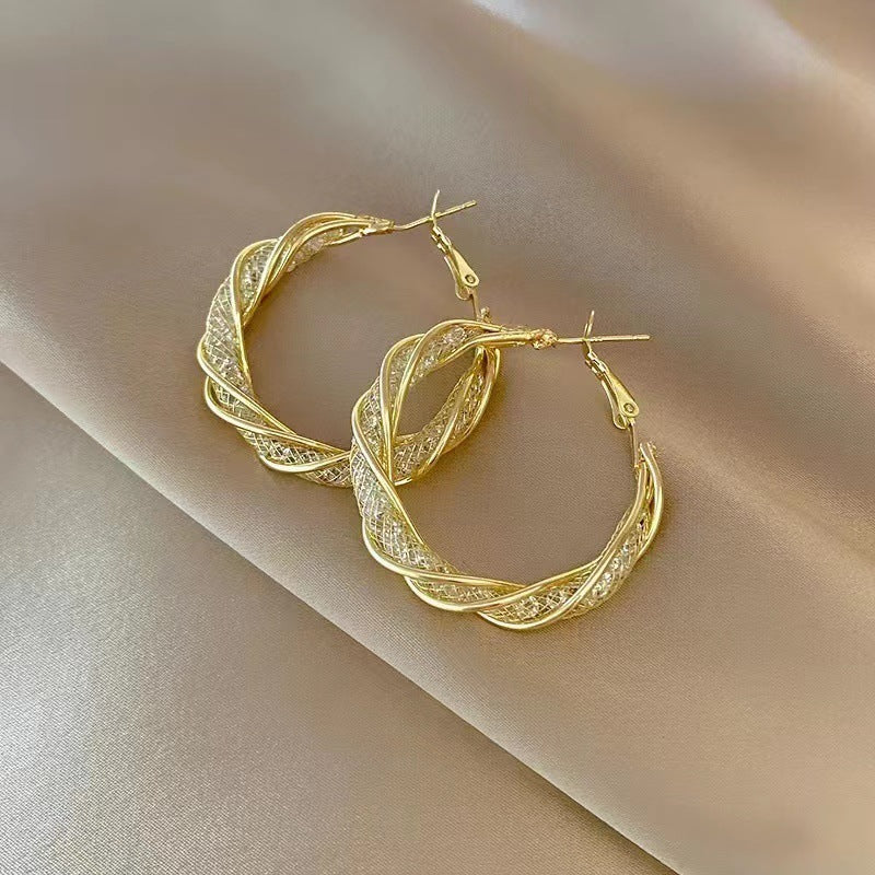 Mesh Crystal Sterling Silver Earrings
