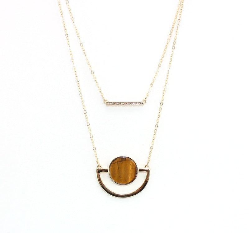 European And American Style Jewelry Semi-circular Double-layer Diamond Necklace
