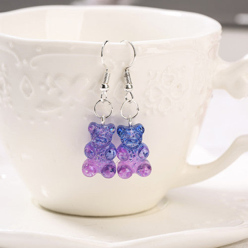 European And American Resin Cartoon Cute Glitter Two-tone Earrings
