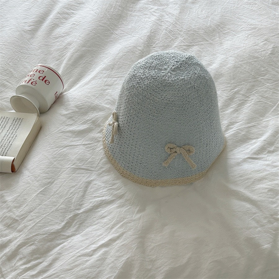 Japanese Cute Bow Knitted Fisherman Hat Women