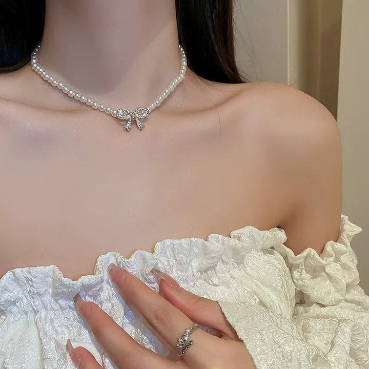 Female Leisure Vintage Simple All-match Pearl Necklace