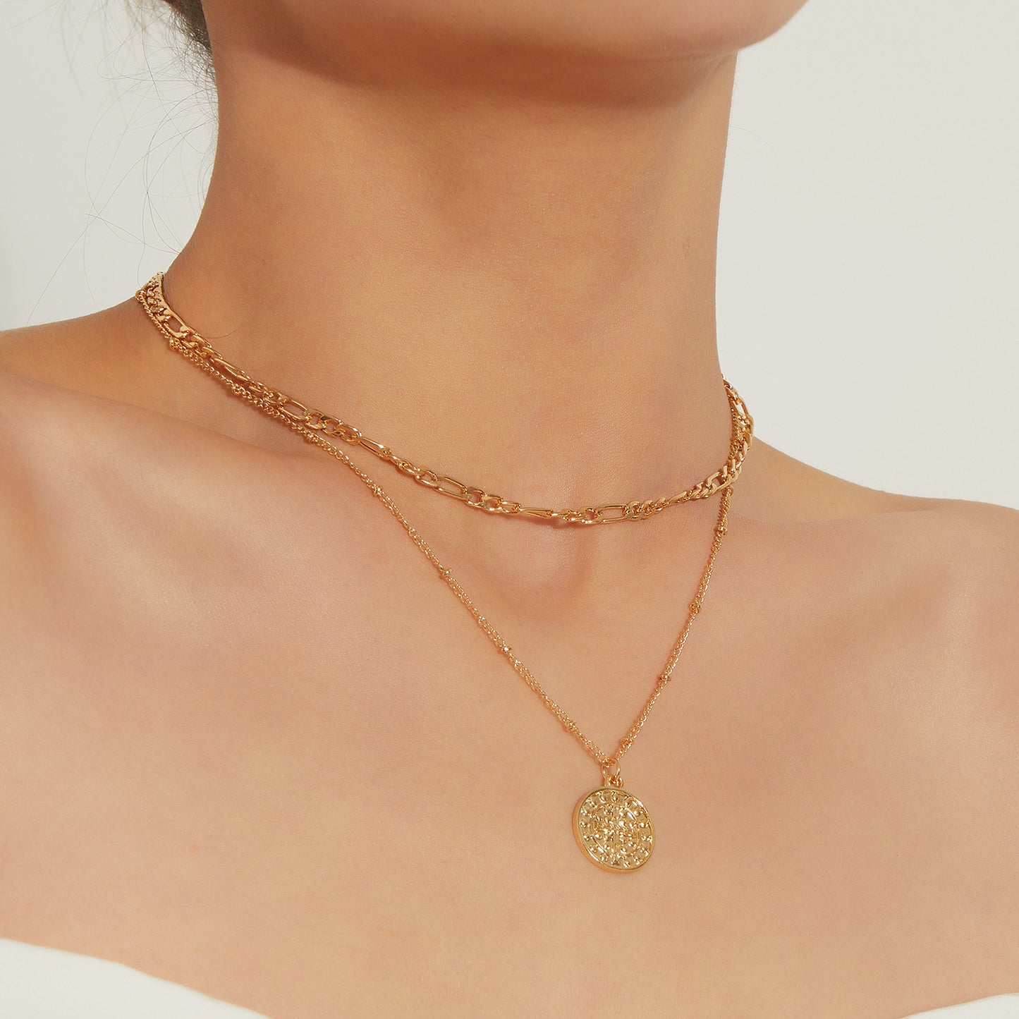 Ornament Fashion Cross Wafer Trend Female Double Layer Temperament Personality Necklace