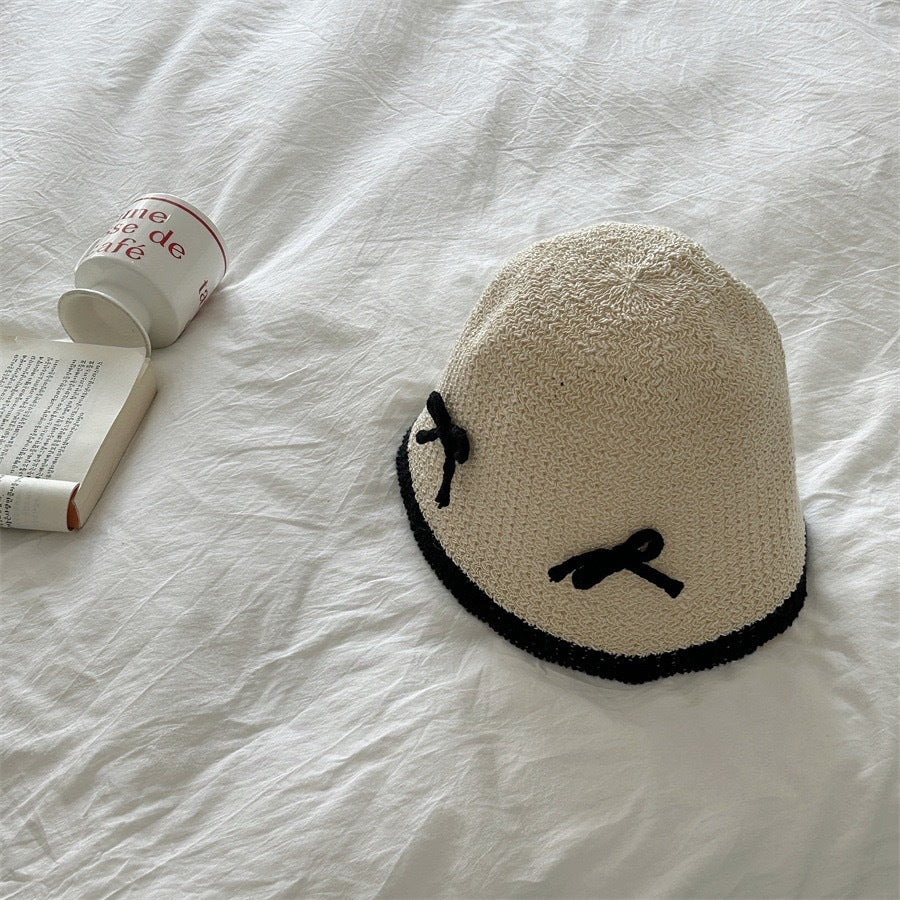 Japanese Cute Bow Knitted Fisherman Hat Women