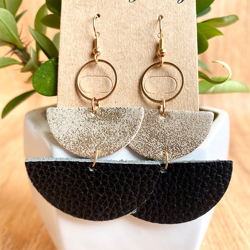 Women's Semi-circle Geometric Leather Earrings