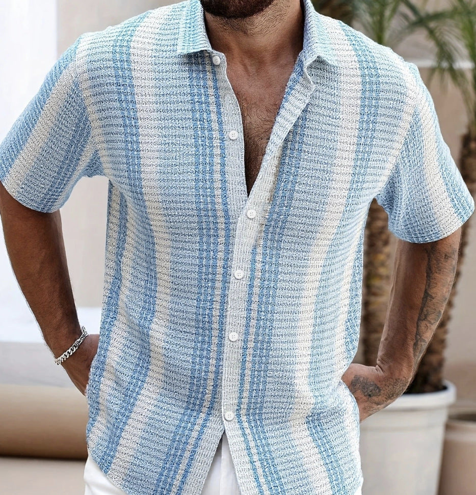 Summer Loose Lapels Casual Knitted Thin Top