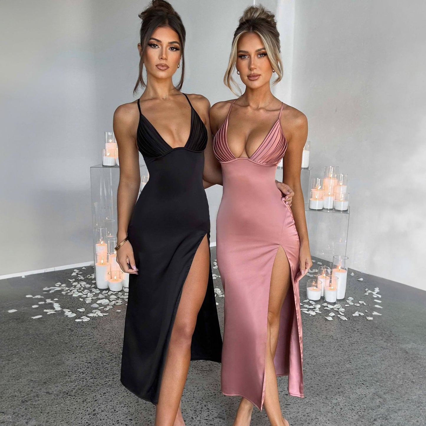 Aven Celeste Satin Dress