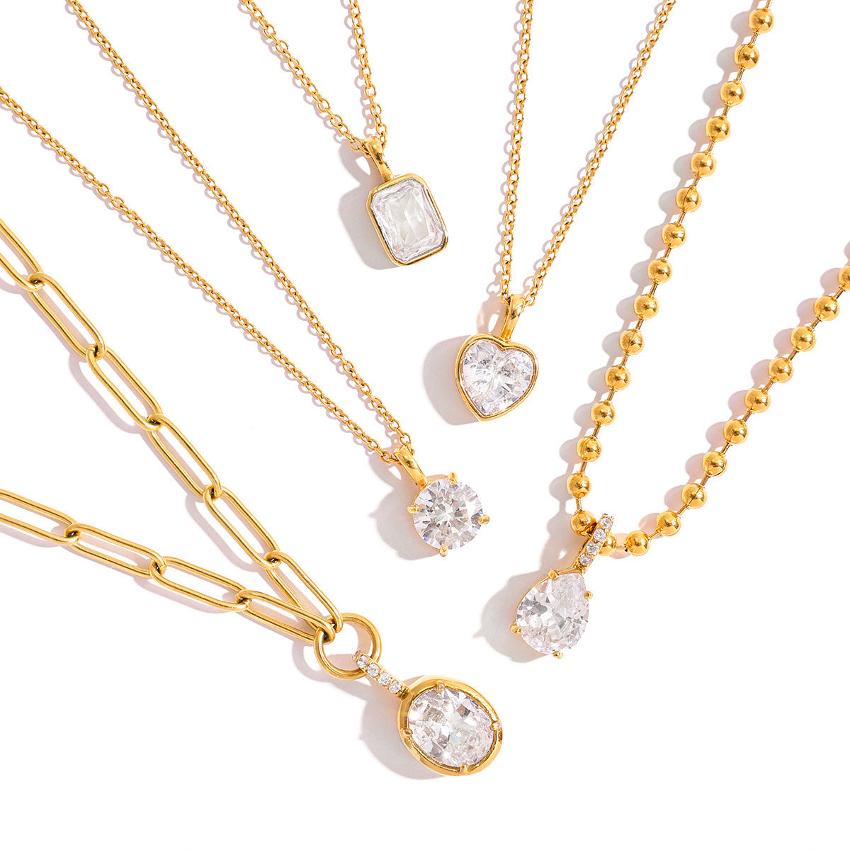 18K Titanium Steel Zircon Necklace Light Clavicle Chain
