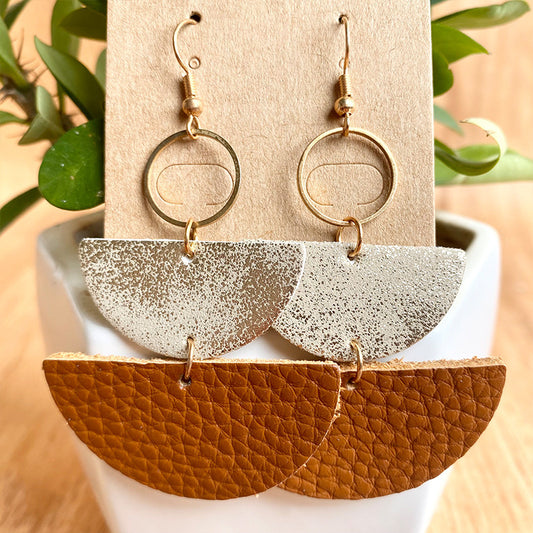 Women's Semi-circle Geometric Leather Earrings
