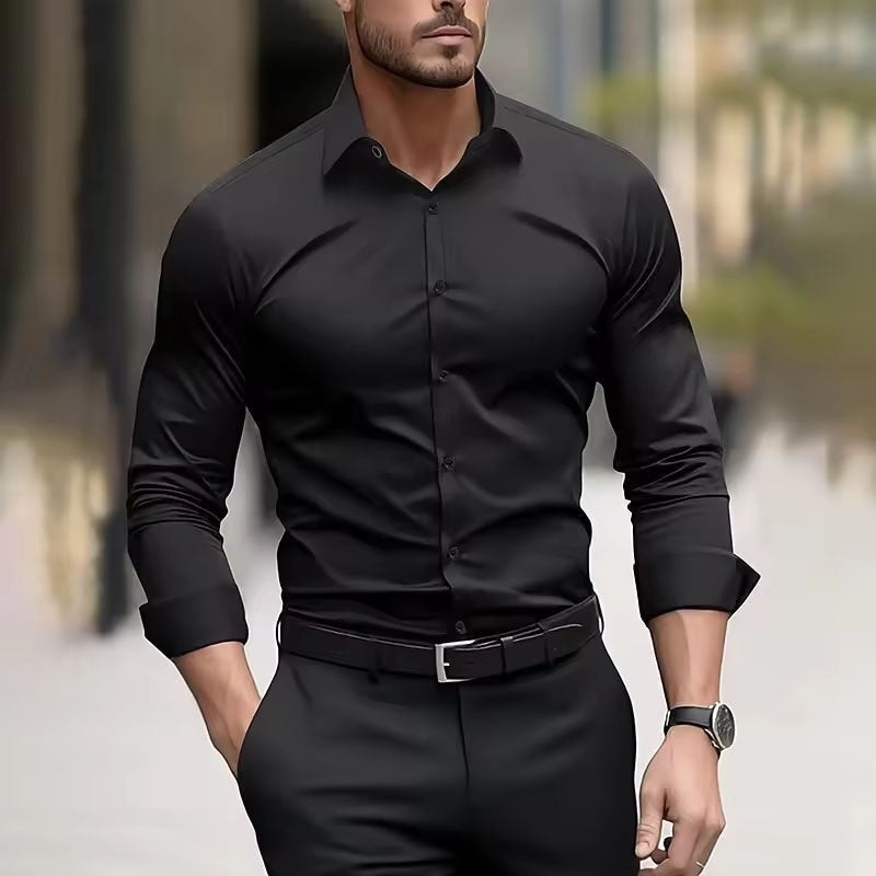 Fashion Personality Four-sided Stretch Shirt Men's Long Sleeve