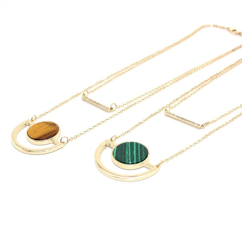 European And American Style Jewelry Semi-circular Double-layer Diamond Necklace
