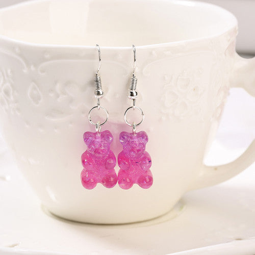 European And American Resin Cartoon Cute Glitter Two-tone Earrings
