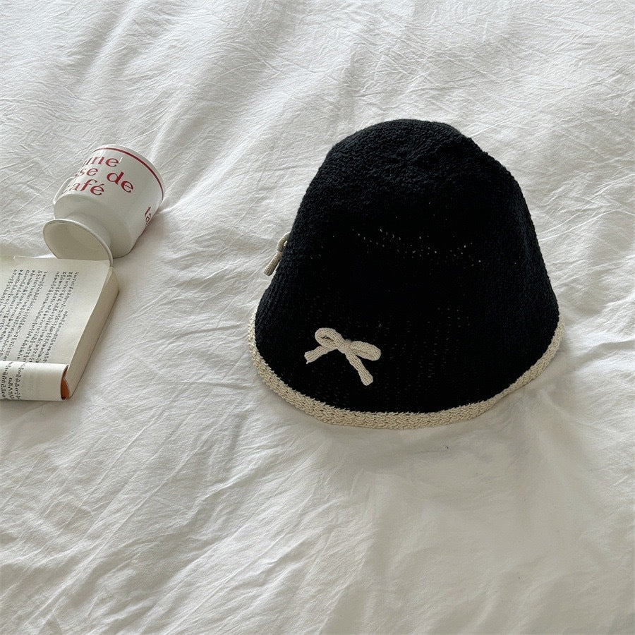 Japanese Cute Bow Knitted Fisherman Hat Women