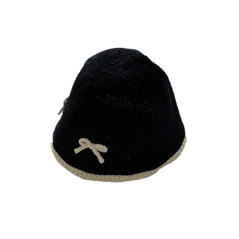 Japanese Cute Bow Knitted Fisherman Hat Women