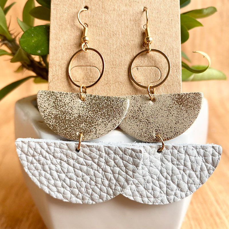 Women's Semi-circle Geometric Leather Earrings