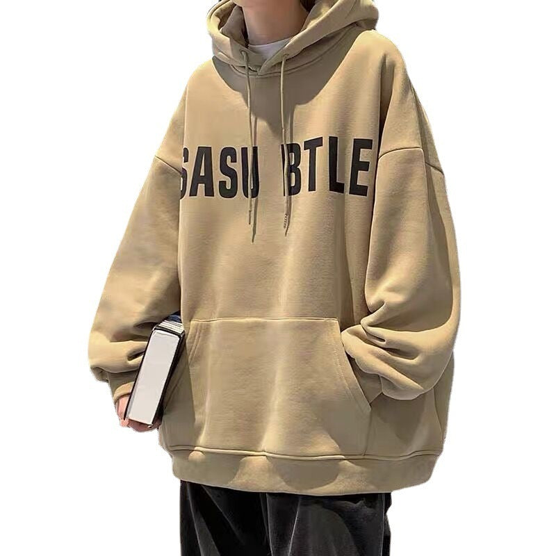 American Hooded Sweater Men's Plus Velvet Autumn And Winter Type Loose