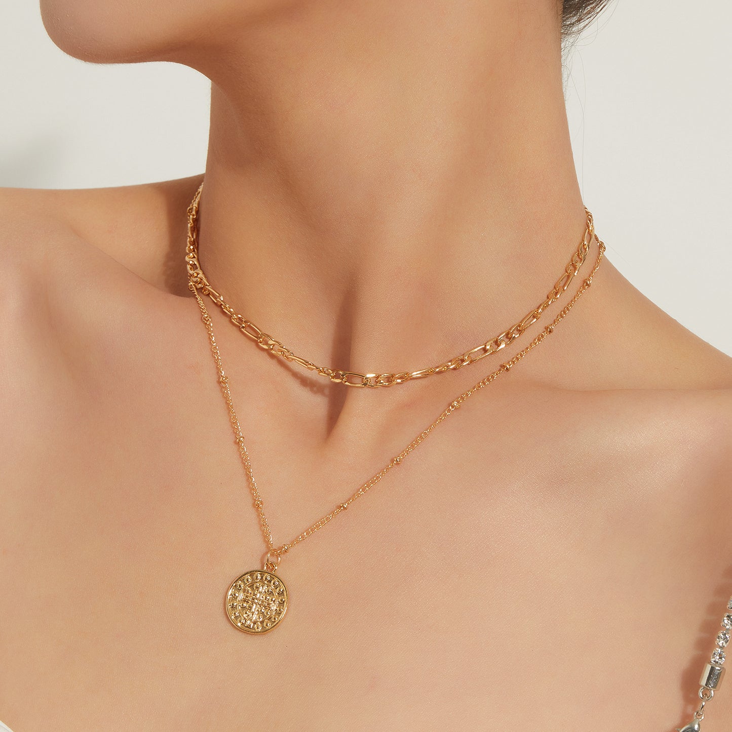 Ornament Fashion Cross Wafer Trend Female Double Layer Temperament Personality Necklace